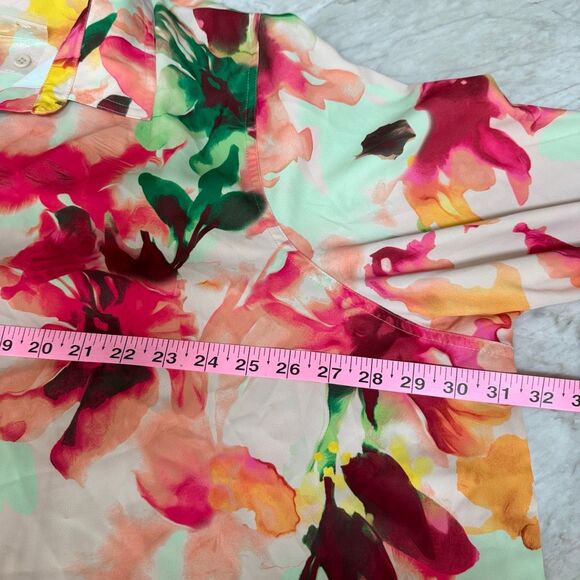 Jaclyn Smith 3/4-Sleeve Hi-Low Shirt Canary Green Combo size 3X New - Picture 7 of 8